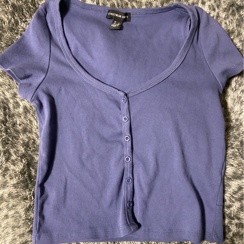 Baby-Blue Button Up Top